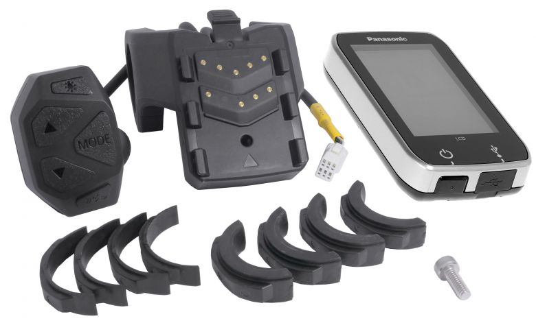 Pantalla central Flyer-Panasonic Display, soporte para manillar, mando a distancia, kit de abrazaderas